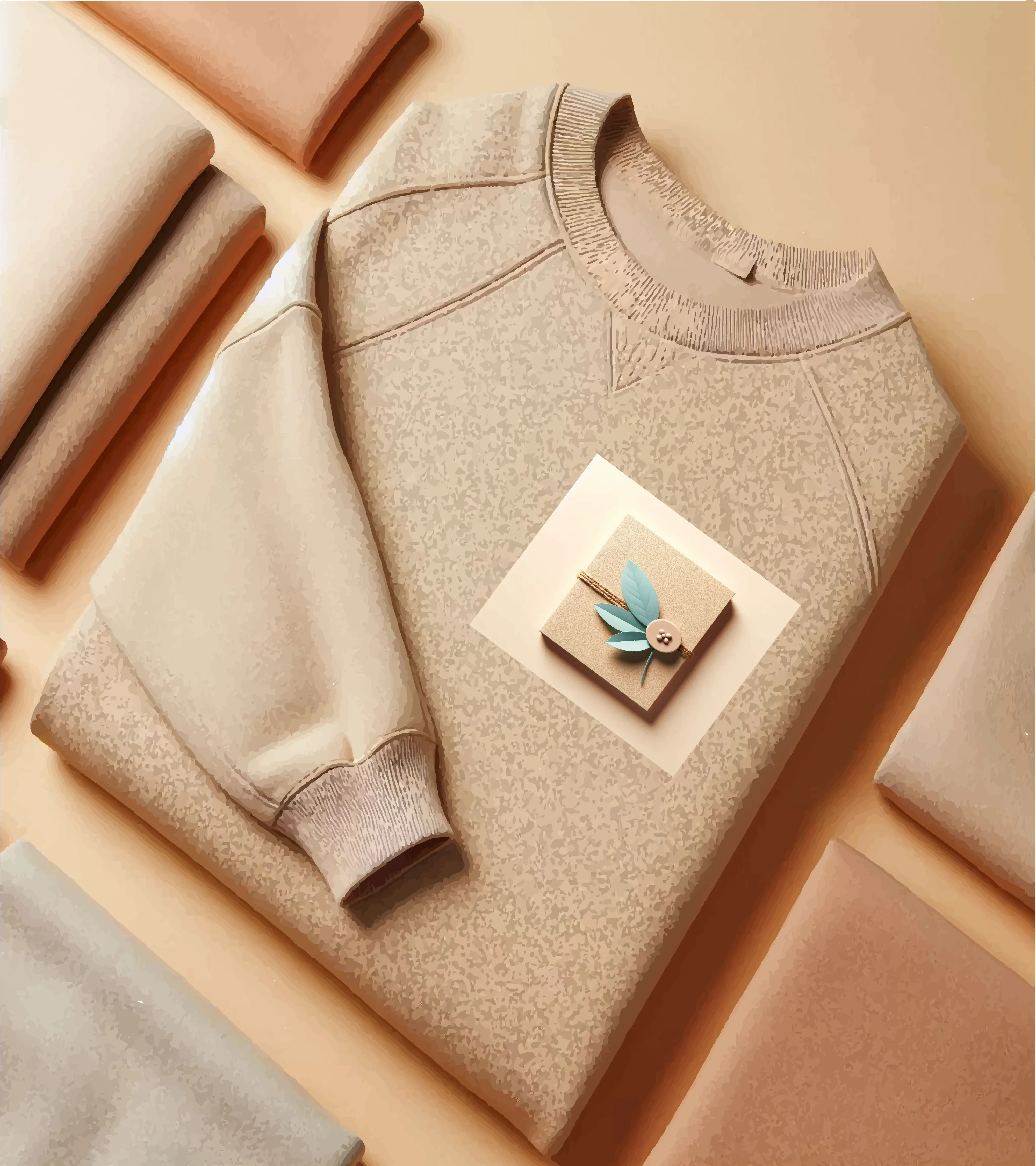 Buntes, handgemachtes T‑Shirt und bunte, handgemachte Jacke.